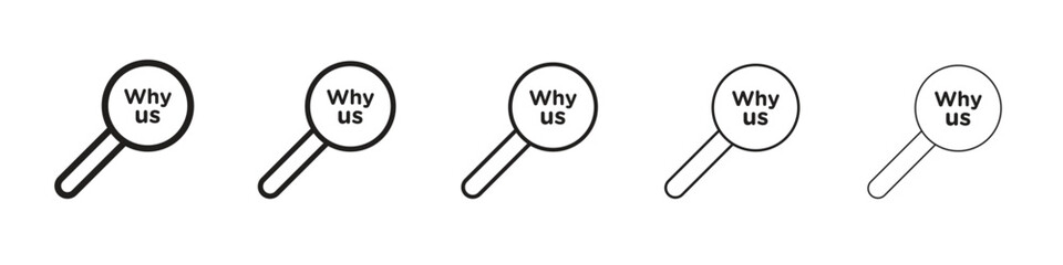 Why us icon, outline vector logo illustration, linear pictogram isolated