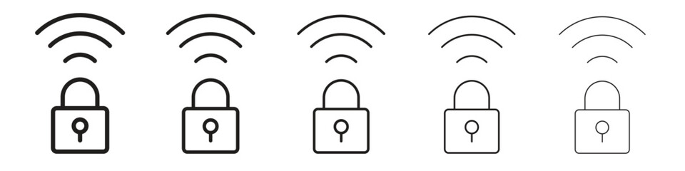 Wifi security icon, outline vector logo illustration, linear pictogram isolated