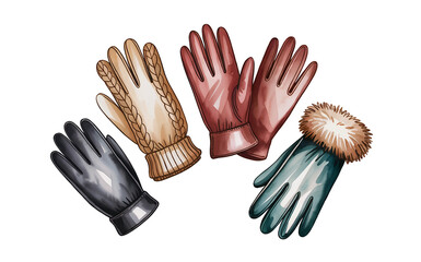Mixed Glove Styles in Watercolor
