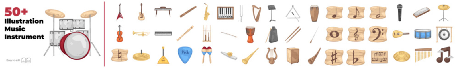 Music Instrument illustrations. Collection of music, instrument, musical, orchestra, piano, sound, drum, saxophone, musician etc © Zulfahusein