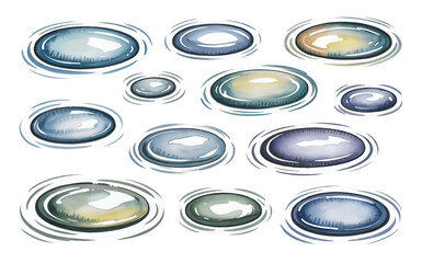 Realistic Rainwater Puddles Watercolor Art
