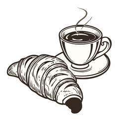 cup of coffee with croissant