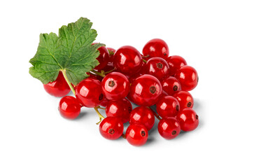 a sprig of delicious red currant and a green leaf