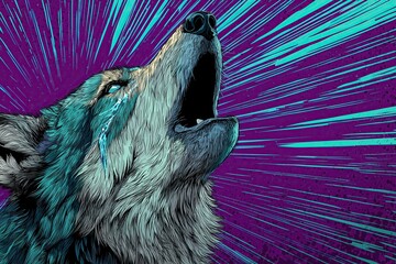 Howling wolf in comix style