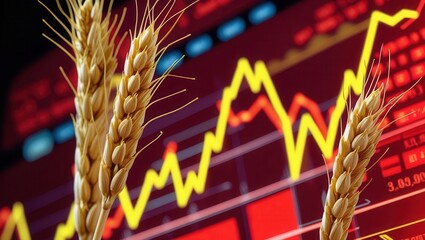 Wheat market analysis trends global financial sector data visualization economic environment close-up market insights