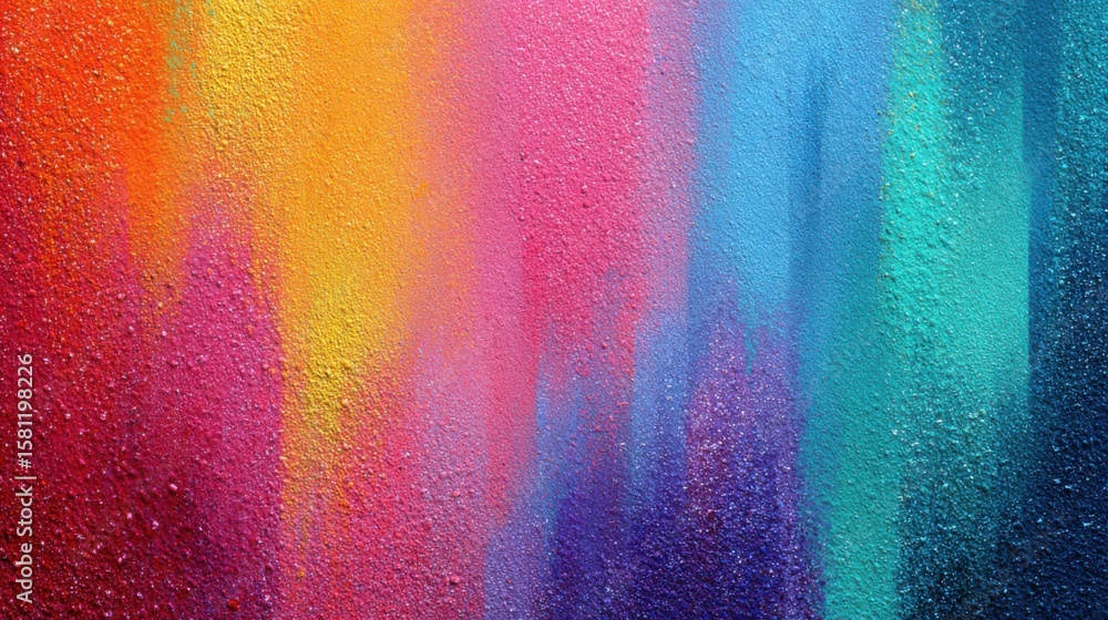 Poster a vivid abstract mural features bright colors splashing and blending into one another. the artwork h