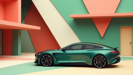 Retro auto pop art background with bold colors and dynamic shapes, capturing vintage car culture in a vibrant, comic-style design.