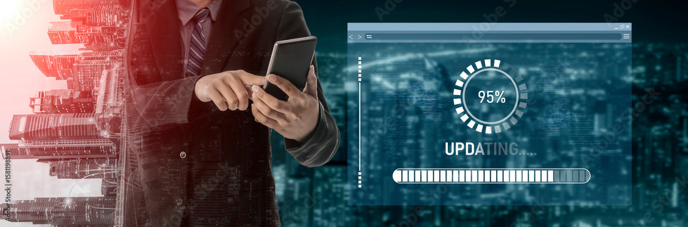 Poster knowledge upgrade and software updates support digital skills growth, competitiveness, and continuou