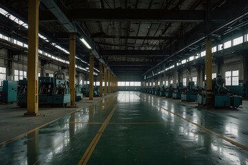 Whispers of Production: An Industrial Ghost and interior of an industrial factory