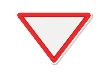 Red and white yield sign vector illustration for traffic safety and awareness