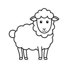 Sheep Side View Line Art Outline Animal Vector