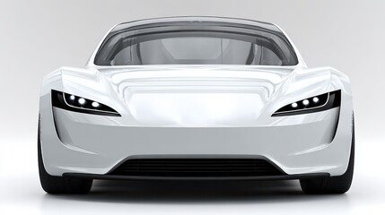 Naklejka premium Isolated Front View of Sleek White Electric Car