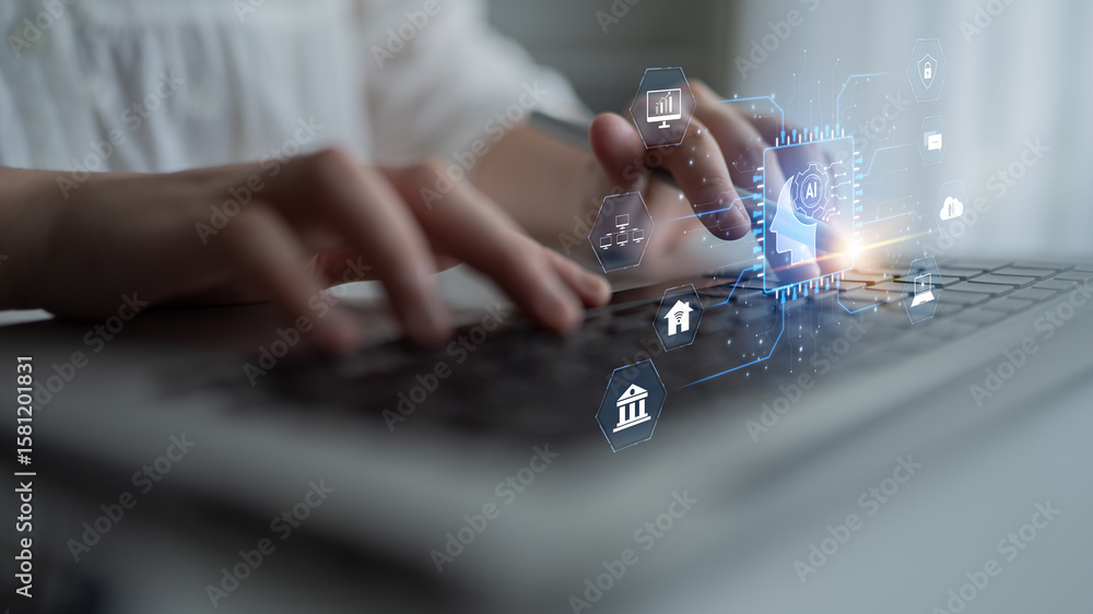 Poster ai system integration connects ai, system, and integration across digital networks to enhance servic