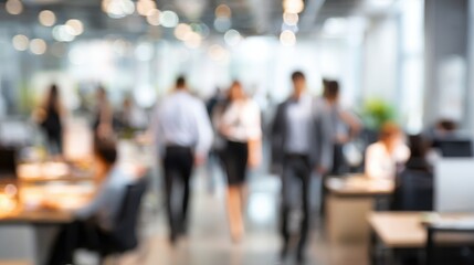 Business office with blurred people casual wear, with blurred bokeh background