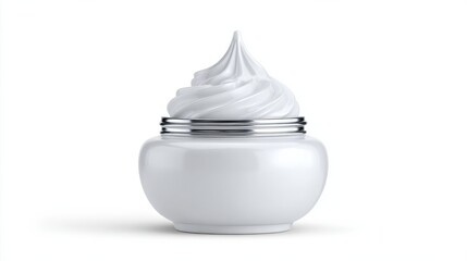 Elegant white cream jar with a perfect peak.