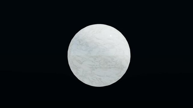 3D spherical object with a white marble texture against a gray background