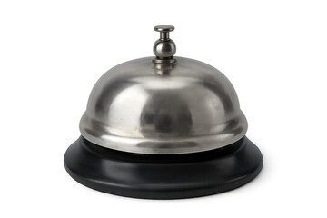 Shiny metal service bell on transparent background, calling for assistance