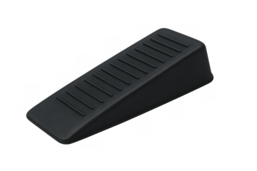 Black rubber door stop wedge on transparent background