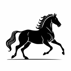 Obraz premium Majestic Stallion Silhouette: Powerful stallion leaps across the scene in this sleek silhouette design, showcasing freedom, grace, and untamed beauty of equine spirit.