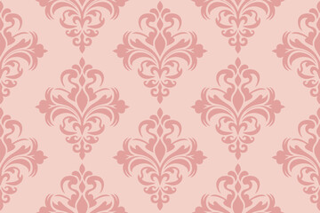 Delicate floral damask pattern in a soft pink hue for elegant designs.