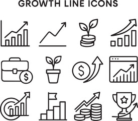 Growth line icon vector on a white background