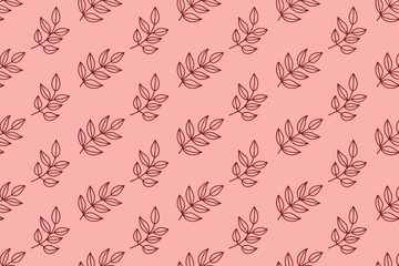 Seamless pattern features delicate leaf sprigs in a minimalist design