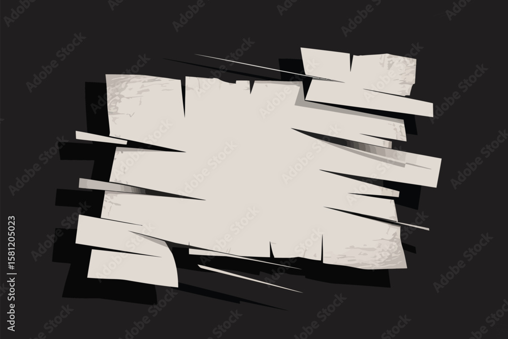 Poster abstract vector graphic features a shattered paper design element.