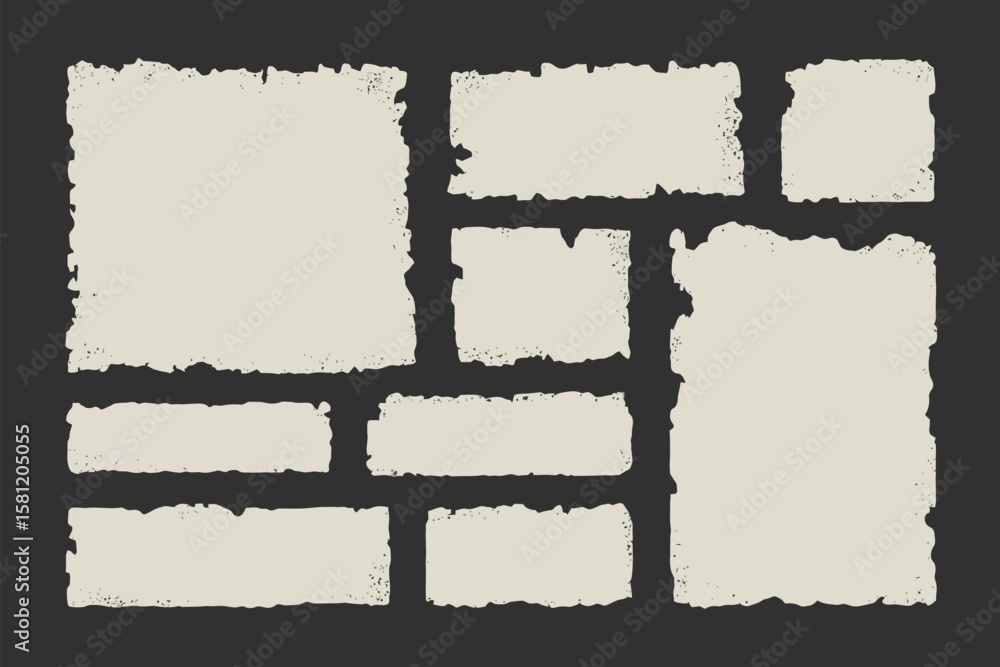 Poster grunge frames collection with rough edges for creative design projects.