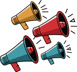 vector illustration featuring multiple megaphones