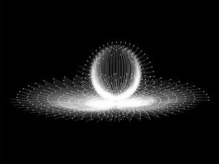Abstract Digital Bloom Radiant Lines and Particles on Black