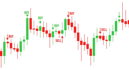 Trading Chart Red Green Candlestick Pattern Technical analysis Concept. PNG Transparent Background Image.