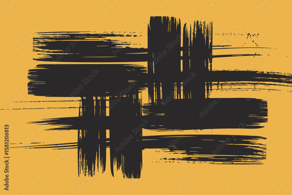 Poster abstract grunge brush strokes create a bold artistic design element.