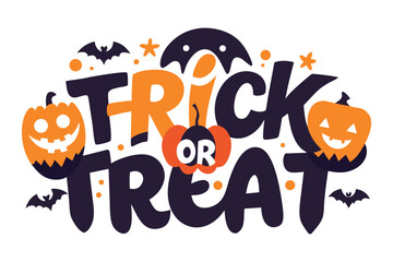 Spooky Halloween Trick or Treat Design Festive Pumpkins and Bats