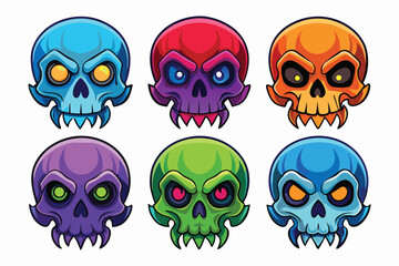 Vibrant Colorful Skulls A Collection of Six Unique Skull Designs