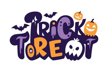 Fototapeta premium Spooky Trick or Treat Halloween Design Festive Font and Cute Characters