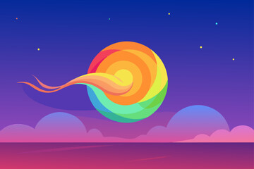 night landscape with moon