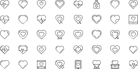 Heart line icon vector on a white background