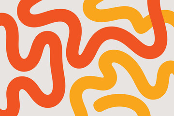 Abstract wavy lines in orange and yellow create a dynamic pattern.