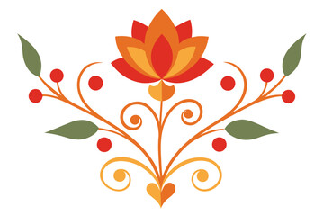 floral heart with leaves