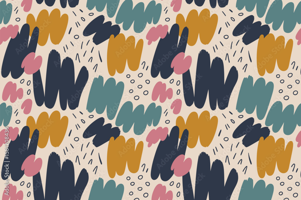 Poster abstract seamless pattern with colorful shapes and lines design