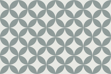 Seamless pattern features interlocking gray circles and diamond shapes.