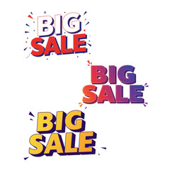 Colorful big sale promotions designs with eye-catching lettering styles create a vibrant message for advertising and marketing campaigns.