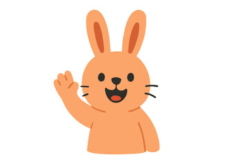 Cute Bunny Waving Cartoon Illustration
