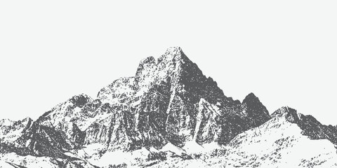 Halftone stipple effect on a mountain for a grunge punk Y2K collage design, Brutalist noisy retro photocopy background