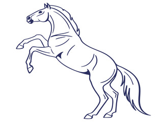 Obraz premium Rearing Horse Silhouette Vector on White Background for Animal and Power Art