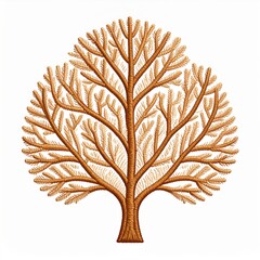 Naklejka premium Isolated Detailed Bare Tree Illustration with Brown Branches and Twigs Art