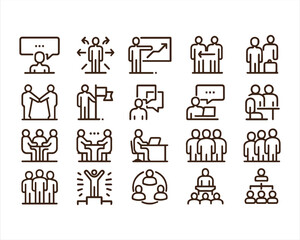 Human resources, bold line icons