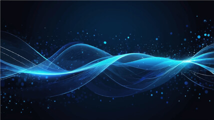 Fototapeta premium Abstract Blue Wave Background with Glowing Light and Flowing Motion
