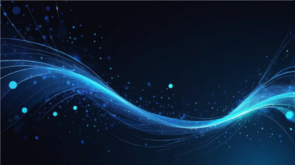 Abstract Blue Wave Background with Glowing Light and Flowing Motion