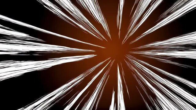 Radiating from a central point dynamic white lines fan out against the bright orange background evoking the feeling of motion and urgency perfect for enhancing the visual impact of